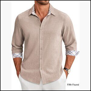Men's Long Sleeve Button Down Shirt Regular Fit Casual Dress Shirt
